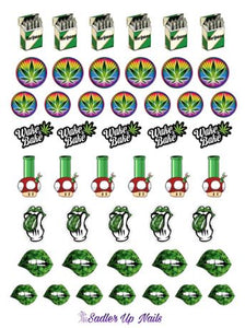 420 nail decals. nail water decals.