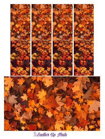 Autumn leaves nail decals. Nail water decals. 