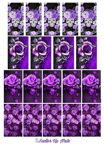 Gothic rose nail decals. Skull nail decals.
