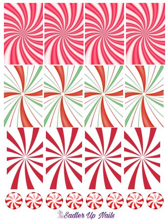 Peppermint Swirl nail decals.