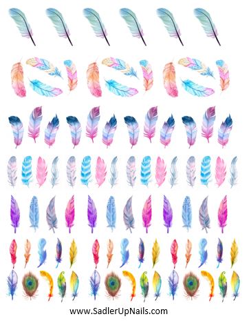 Nail water decals. Feather nail decals