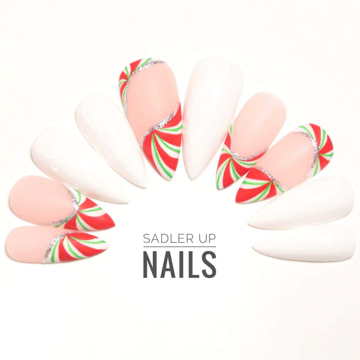 Christmas nails. Peppermint Nails.