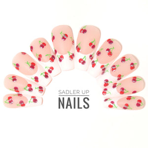 Sadler Up Nails. Press on nails Canada. Glue on nails. Cherry Nails